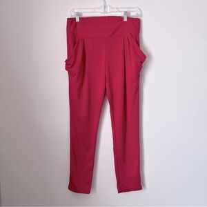 Free People Red Loose Relaxed Hi-Rise Slinky Modal Ankle Pants Slouch Boho